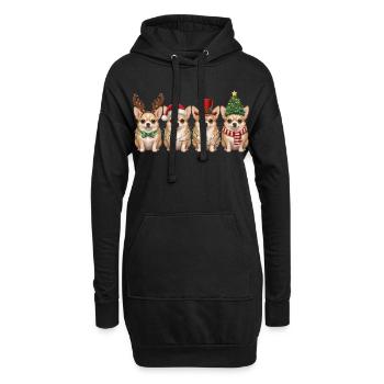 Chihuahua Weihnachtsmann Weihnachtsbeleuchtung - Hoodie-Kleid - Schwarz - Vorne