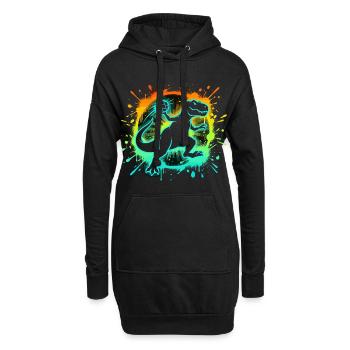 Handballer T-Rex Grafik Kinder Teenager Lustig - Hoodie-Kleid - Schwarz - Vorne