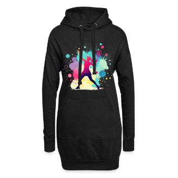 Tennis, Tennisspielerin Frau, Tennisgrafik - Hoodie-Kleid - Schwarz - Vorne