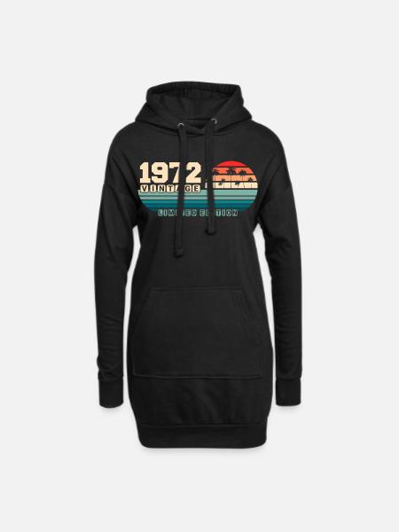 53. Geburtstag 1972 Vintage 1972 Retro Sunset - Hoodie-Kleid - Schwarz