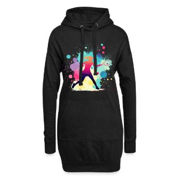 Tennis, Tennisspielerin Frau, Tennisgrafik - Hoodie-Kleid - Schwarz - Vorne