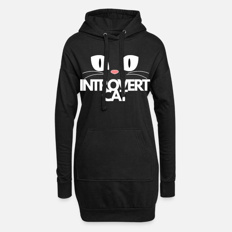 Katze - Hoodie-Kleid - Schwarz