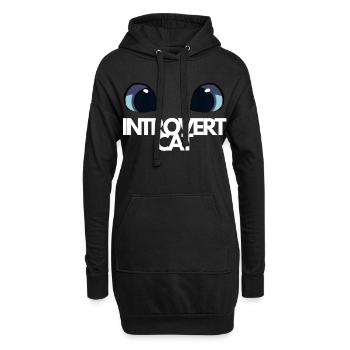 Chat Introvert Yeux Bleus - Sweat-shirt à capuche long Femme - noir - Devant