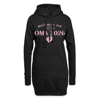 Großeltern 2026 Befördert zur Oma - Babyparty - Hoodie-Kleid - Schwarz - Vorne