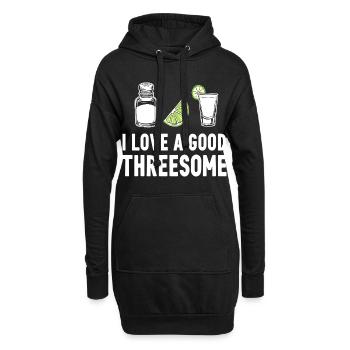 J’adore les bons plans à trois - Sweat-shirt à capuche long Femme - noir - Devant