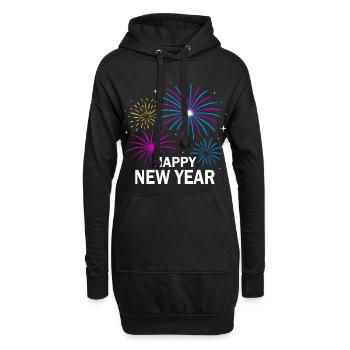 Feuerwerk Silvester Design – Happy New Year - Hoodie-Kleid - Schwarz - Vorne