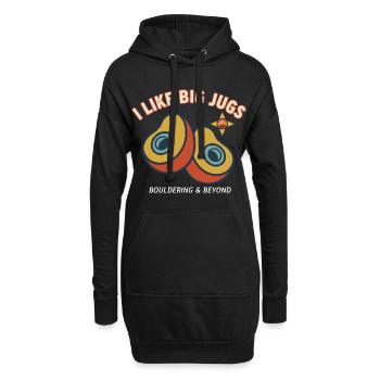 Ich mag großen Krüge, Klettern und Boulder-Spaß - Hoodie-Kleid - Schwarz - Vorne