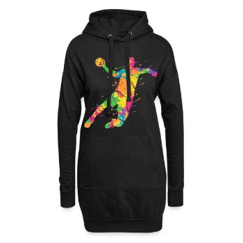 bunter Handballspieler Handballer Handball - Hoodie-Kleid - Schwarz - Vorne