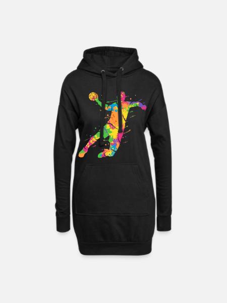 bunter Handballspieler Handballer Handball - Hoodie-Kleid - Schwarz