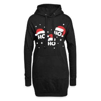 HO HO HO mit Weihnachtsmützen Weihnachtsmann - Hoodie-Kleid - Schwarz - Vorne
