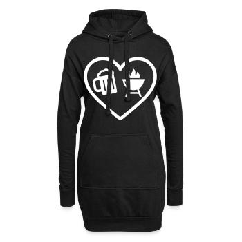 Barbecue à la bière de cœur - Sweat-shirt à capuche long Femme - noir - Devant