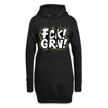FCK GRN Statement Schriftzug - Hoodie-Kleid - Schwarz - Vorne