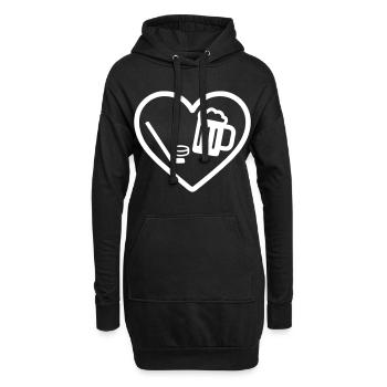 Heart Hockey Bier - Hoodie-Kleid - Schwarz - Vorne
