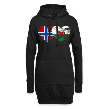 Cœur du drapeau norvégien du pays de Galles utilisé - Sweat-shirt à capuche long Femme - noir - Devant
