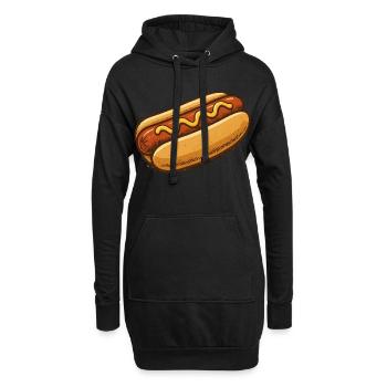 Hotdog Cartoon Illustration - Hoodie-Kleid - Schwarz - Vorne