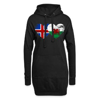 Cœur du drapeau islandais du pays de Galles utilisé - Sweat-shirt à capuche long Femme - noir - Devant