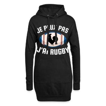Ich kann nicht, ich habe Rugby. - Hoodie-Kleid - Schwarz - Vorne