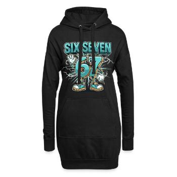 Mème 67 Six Seven Italien Mème Drôle - Sweat-shirt à capuche long Femme - noir - Devant