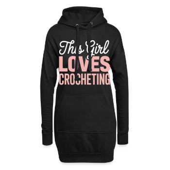 This Girl Loves Crocheting - Hoodie-Kleid - Schwarz - Vorne