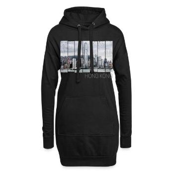 Hong Kong Island Skyline Vintage Panorama Souvenir - Hoodie-Kleid - Schwarz - Vorne