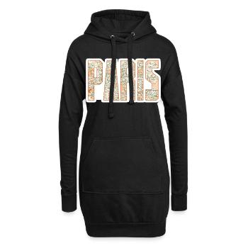 Carte de la ville de Paris - Sweat-shirt à capuche long Femme - noir - Devant