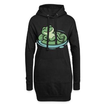 Lounge-Frosch auf Seerosenblatt - Hoodie-Kleid - Schwarz - Vorne