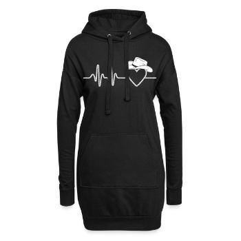 Battement de cœur avec silhouette de chapeau - Sweat-shirt à capuche long Femme - noir - Devant