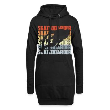 Skateboarder Vintage Look - Hoodie-Kleid - Schwarz - Vorne