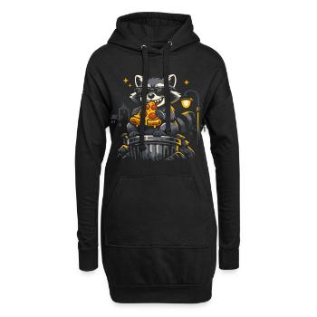 Pizza au raton laveur mignon, animaux sauvages drôles - Sweat-shirt à capuche long Femme - noir - Devant