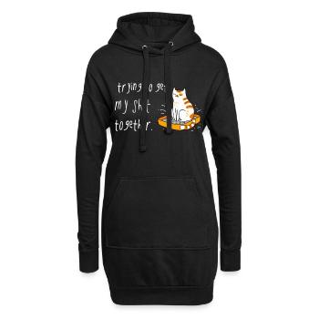 Trying To Get My Shit Together Katze Katzenklo - Hoodie-Kleid - Schwarz - Vorne