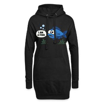Blauer Fisch Kostüm Meerestier Karneval Fasching - Hoodie-Kleid - Schwarz - Vorne