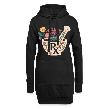 Motif d’herbes en mortier fleuri - Sweat-shirt à capuche long Femme - noir - Devant
