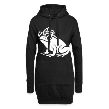 Frosch mit Krone und Sonnenbrille - Hoodie-Kleid - Schwarz - Vorne