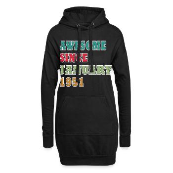 Vintage 1951 Jubiläum Druck - Hoodie-Kleid - Schwarz - Vorne