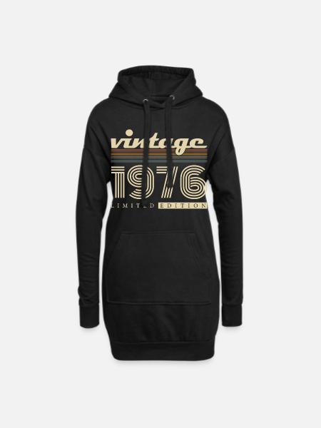 Vintage 1976 Jahrgang Retro Geburtstagsgeschenk - Hoodie-Kleid - Schwarz