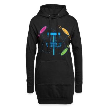 Scène du panier et des disques volants de disc golf - Sweat-shirt à capuche long Femme - noir - Devant