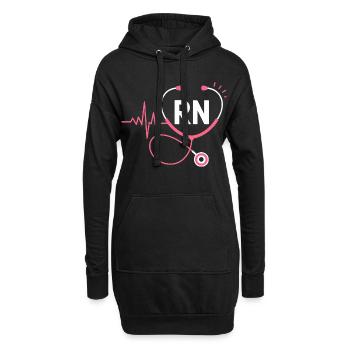 Stéthoscope à battement cardiaque RN - Sweat-shirt à capuche long Femme - noir - Devant
