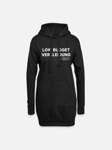 Low Budget Kostüm – mit Konfetti! Karneval Spaß - Hoodie-Kleid - Schwarz