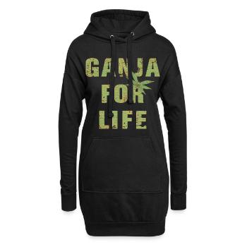Ganja for Life - Hoodie-Kleid - Schwarz - Vorne