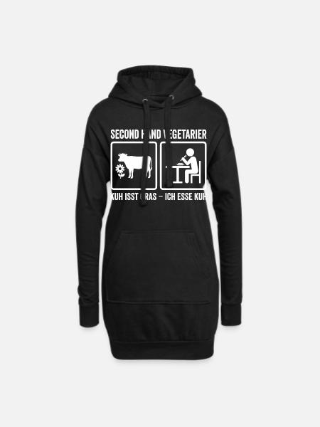 Second Hand Vegetarier – Lustiges Fleisch Design - Hoodie-Kleid - Schwarz