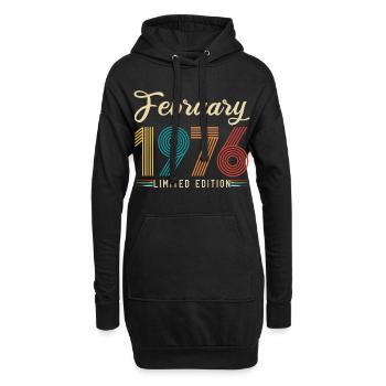 50e Anniversaire Février 1976 50 ans Vintage Rétro - Sweat-shirt à capuche long Femme - noir - Devant