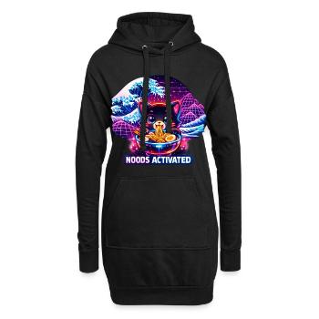 Ramen Nudeln Katzenliebhaber Retro Kawaii Katzen - Hoodie-Kleid - Schwarz - Vorne