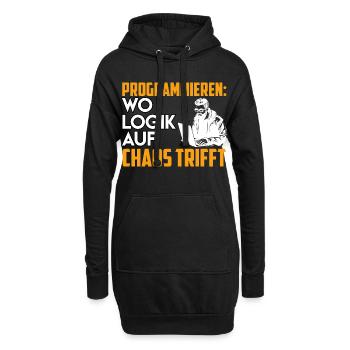 PROGRAMMIEREN WO LOGIK AUF CHAOS TRIFFT Lustig - Hoodie-Kleid - Schwarz - Vorne