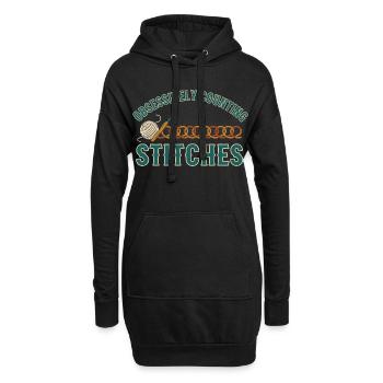 Obsessiv Maschen zählen, lustiger Häkelliebhaber - Hoodie-Kleid - Schwarz - Vorne