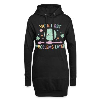 Yarn First Problems Later Funny Crochet Yarn - Hoodie Dress - black - Front
