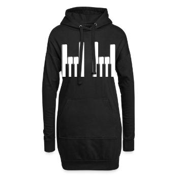 Touches de piano, cors aux doigts - Sweat-shirt à capuche long Femme - noir - Devant