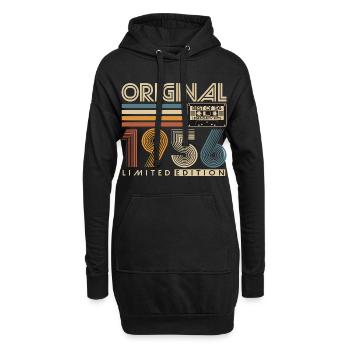 70e anniversaire 1956 Vintage Born Retro - Sweat-shirt à capuche long Femme - noir - Devant