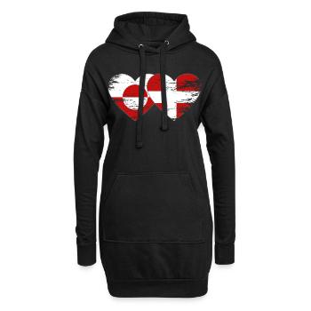Cœur du drapeau du Groenland-Danemark utilisé - Sweat-shirt à capuche long Femme - noir - Devant