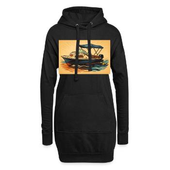 Motorboot Urlaubsfeeling - Hoodie-Kleid - Schwarz - Vorne