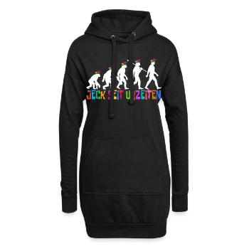 Jeck seit Urzeiten | Evolution Narren, Fastnacht - Hoodie-Kleid - Schwarz - Vorne
